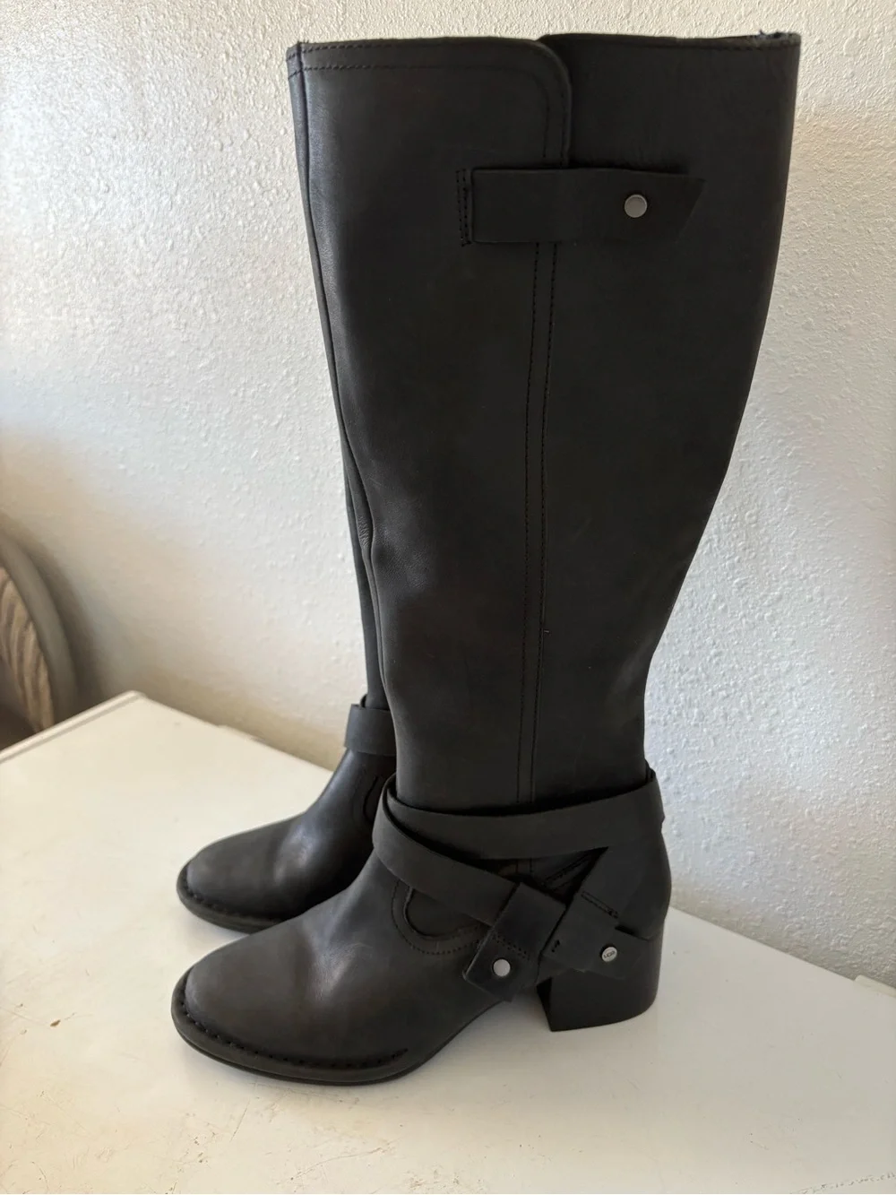 UGG Black Leather Tall Harness Moto Boots Women’s Size 5 – New Without Box